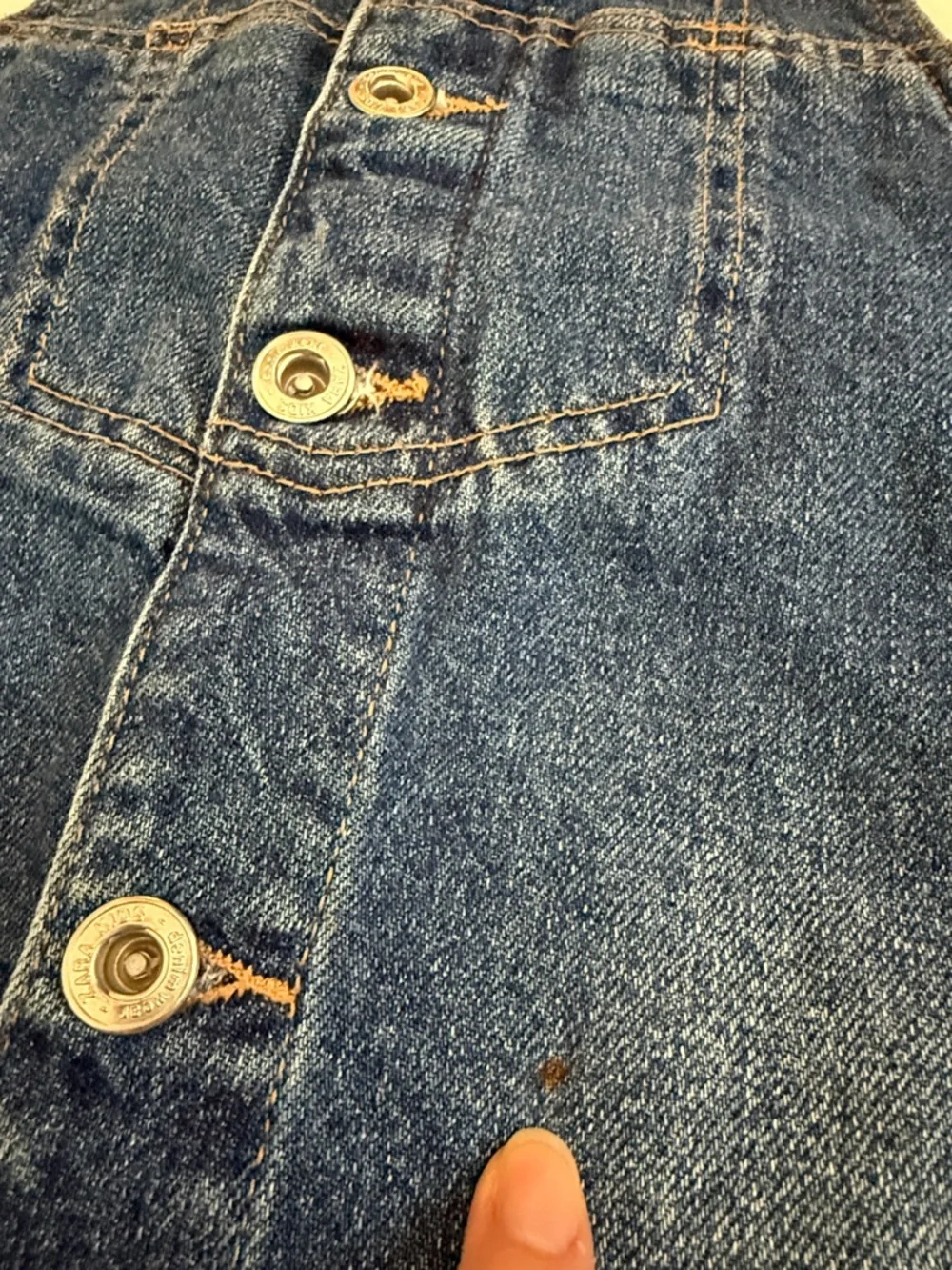 Zara | Dungaree Denim Button Front Overall Jean Jumper Dress Made in Egypt (10) - Picture 14 of 15